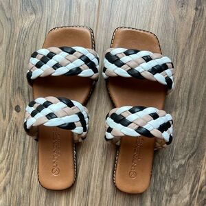 Braided Black and White Women's Sandals